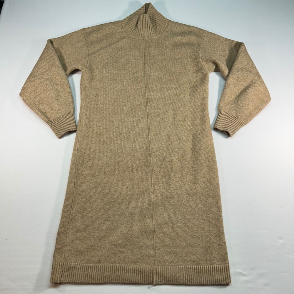 Banana Republic Tan Marled Mock Neck Knit Sweater Dress Small 1166 Camel